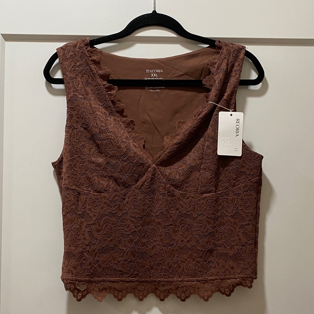 Reborn Women's Chocolate Lace Tank Top